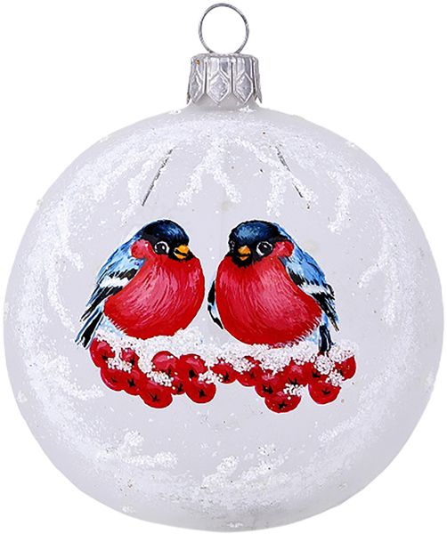 Изображение Шар 4 Снегири стекло Ёлочка с1754 Клинская игрушка к/у, 1 шт