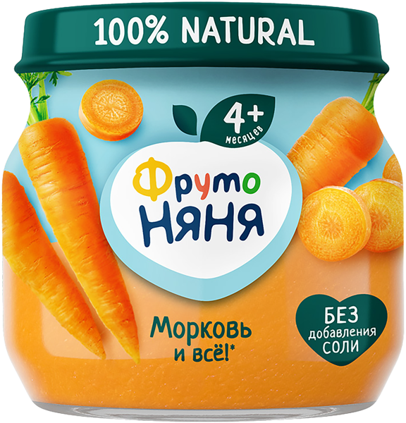 Изображение Пюре овощное с 4 мес Фрутоняня морковь Прогресс с/б, 80 г