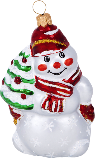 Изображение Фигурка Снеговик с ёлкой стекло Ёлочка С 1777 Клинская игрушка к/у, 1 шт