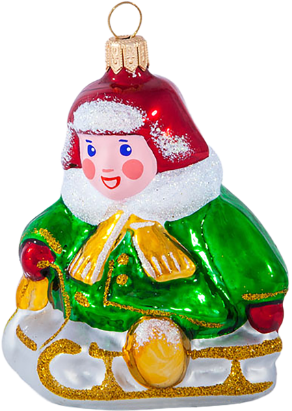 Изображение Фигурка Мальчик на санках стекло Ёлочка с1598 Клинская игрушка к/у, 1 шт