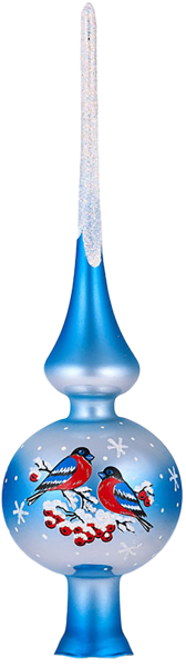 Изображение Верхушка Снегири стекло Ёлочка с1538 Клинская игрушка к/у, 1 шт