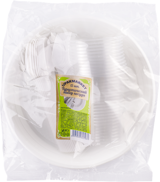 Изображение Одноразовая посуда Упакмаркет набор туриста ВЗЛП м/у, 12 шт