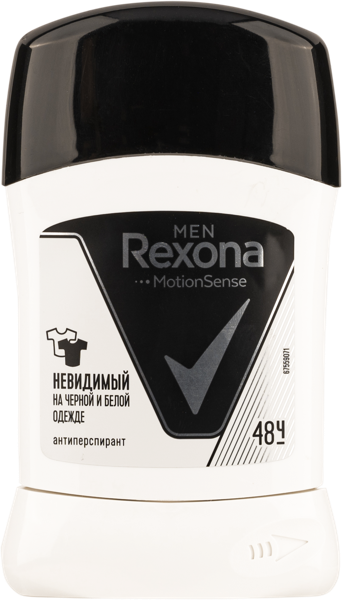 Изображение Антиперспирант стик мужской Рексона невидимый на черном белом Юнилевер п/у, 50 мл