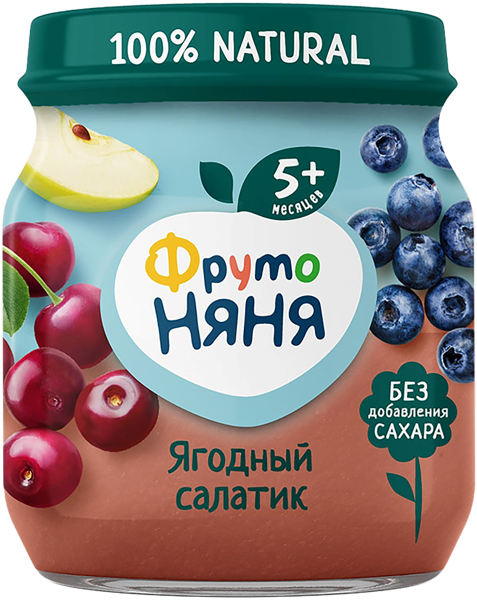 Изображение Пюре фруктовое с 5 мес Фрутоняня ягодный салатик Прогресс с/б, 100 г