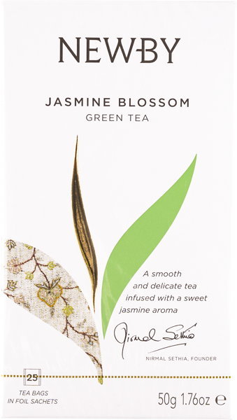Изображение Чай зеленый в пакетиках Ньюби цветы жасмина Ньюби Тиз кор, 25*2 г