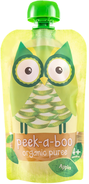 Изображение Пюре фруктовое с 4 мес Пик-а-Бу БИО яблоко Делафрут С.Л.У. пауч, 113 г