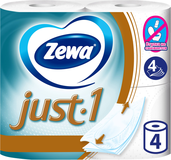 Изображение Туалетная бумага 4х слойная Зева джаст ван белая 95 листов ЭвоКом м/у, 4 шт