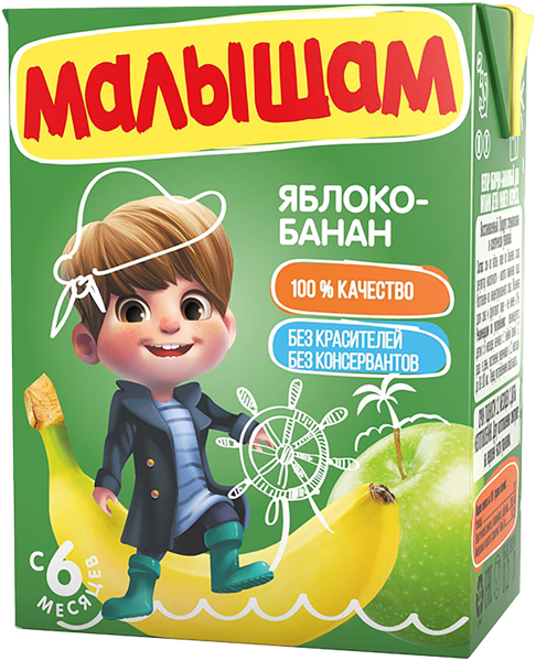 Изображение Нектар с 6 мес неосветленный Малышам яблоко банан Прогресс т/п, 200 мл