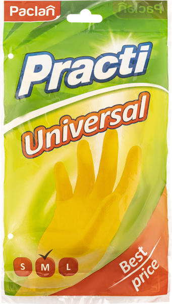 Изображение Перчатки средние резиновые Паклан практи универсал желтые СеДо сп м/у, 1 пара