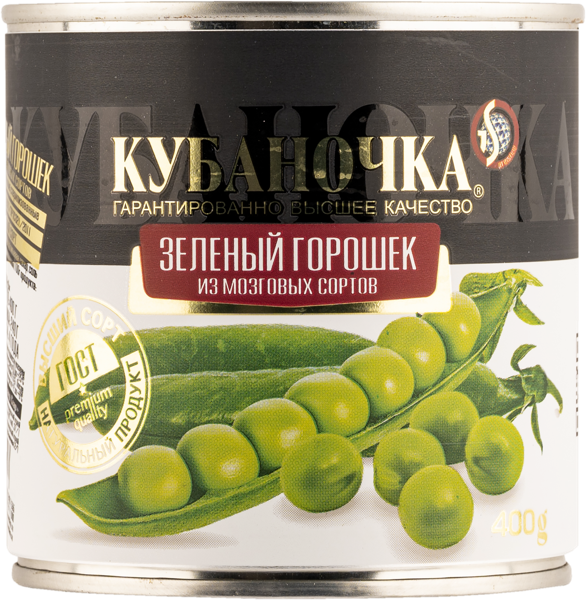 Изображение Горошек зеленый Кубаночка в собственном соку Гранд Стар ж/б, 400 г