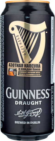 Изображение Пиво темное Стаут 4,2% Гиннесс драфт Гиннесс Ко ж/б, 0,44 л