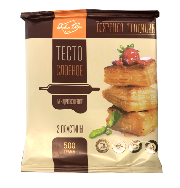 Изображение Тесто замороженное Сохраняя традиции слоеное бездрожжевое ст.Платнировская м/у, 500 г