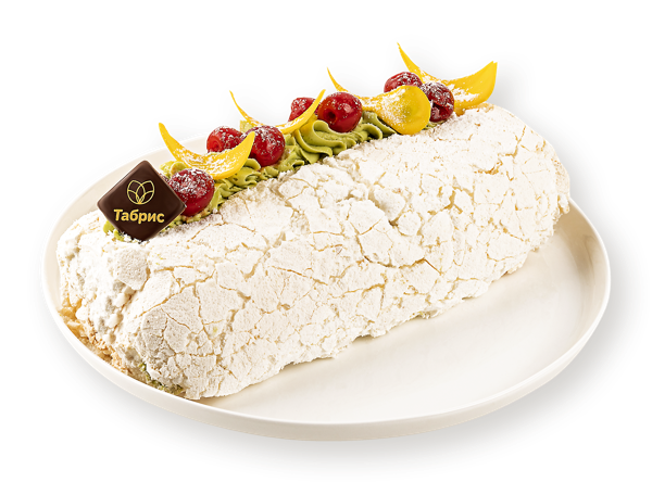 Изображение Торт воздушный Меренговый рулет с клубникой и фисташковым кремом СП ТАБРИС кор 