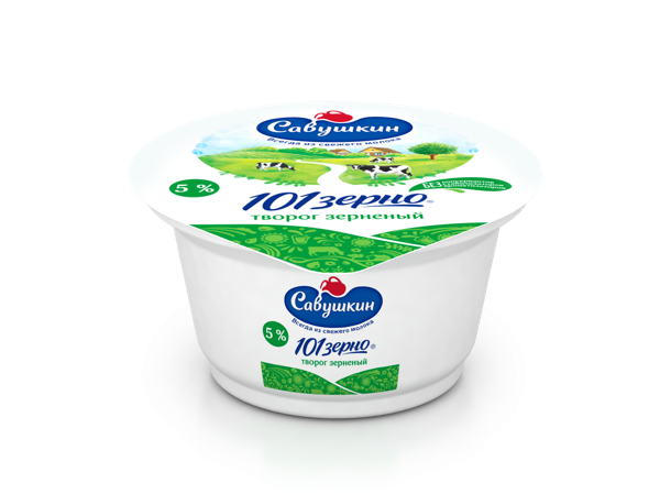 Изображение Творог 5% зерненый 101 зерно со сливками Савушкин продукт п/б, 130 г