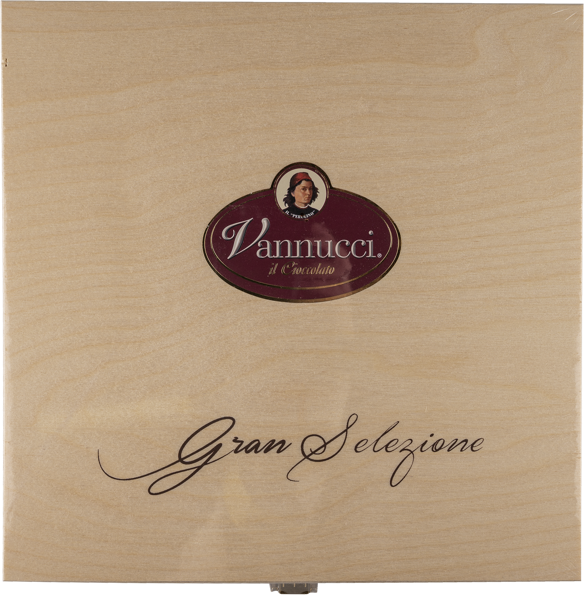 Изображение Конфеты шоколадные Ваннуччи из Умбрии пралине ассорти сундук Ваннуччи дерево, 490 г