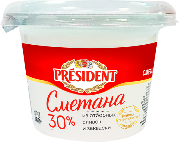 Изображение Сметана 30% Президент Лакталис п/б, 180 г