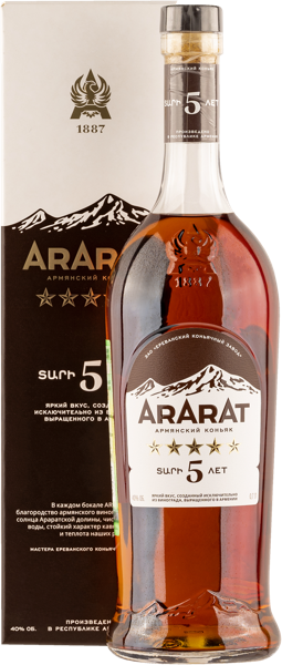 Изображение Коньяк 5 лет 40% Арарат 5 звезд ЕКЗ п/у, 0,7 л