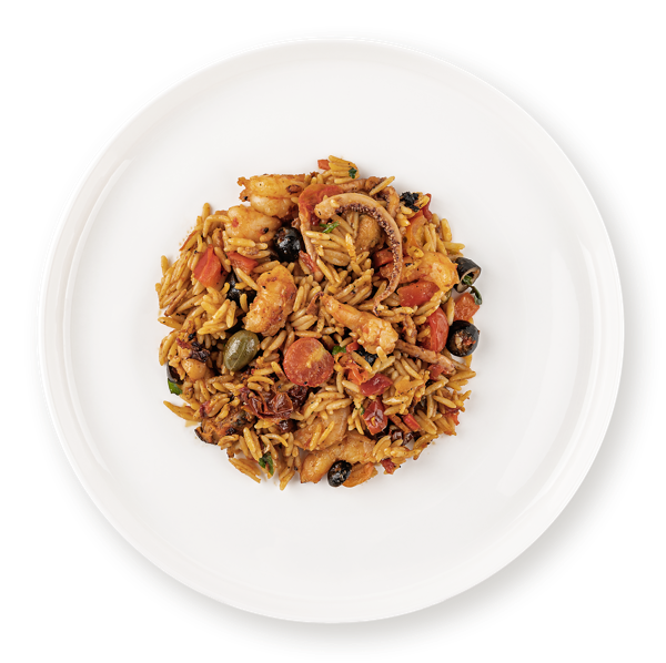 Изображение Паста на теппане по-корейски Орзо с морепродуктами СП ТАБРИС вес 