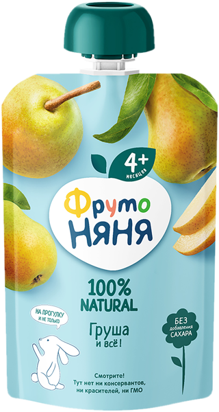 Изображение Пюре фруктовое с 4 мес Фрутоняня груша Прогресс пауч, 90 г