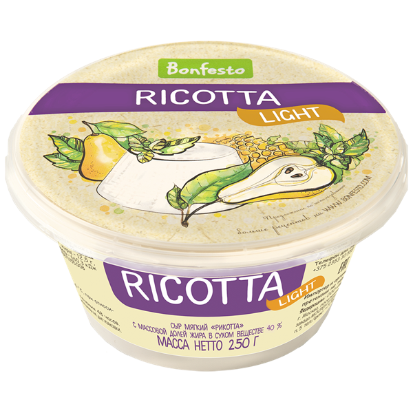 Изображение Сыр 40% Бонфесто рикотта легкая Туровский МК п/б, 250 г