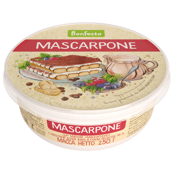Изображение Сыр 78% Бонфесто маскарпоне Туровский МК п/б, 250 г