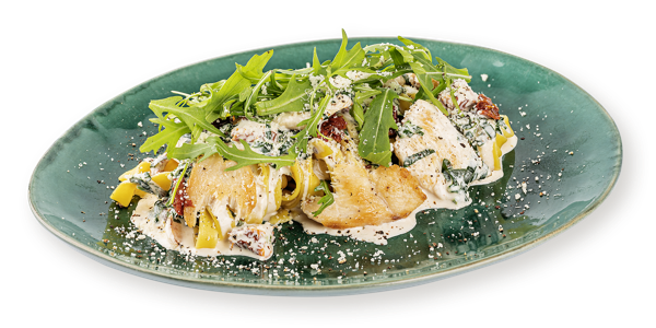 Изображение Паста со сливочным соусом Фетучини с куриным филе шпинатом СП ТАБРИС пл/уп, 310 г