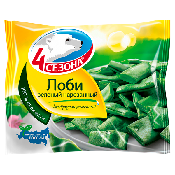 Изображение Овощи замороженные 4 Сезона лоби нарезанный Хладоком Западный м/у, 400 г