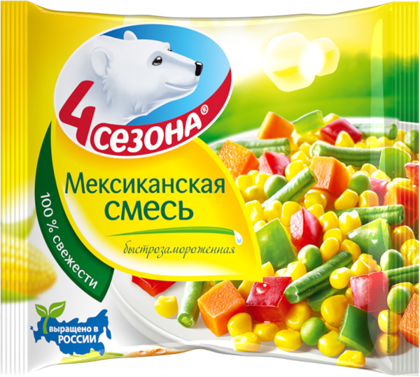 Изображение Овощная смесь замороженная 4 Сезона мексиканская смесь Хладоком Западный м/у, 400 г
