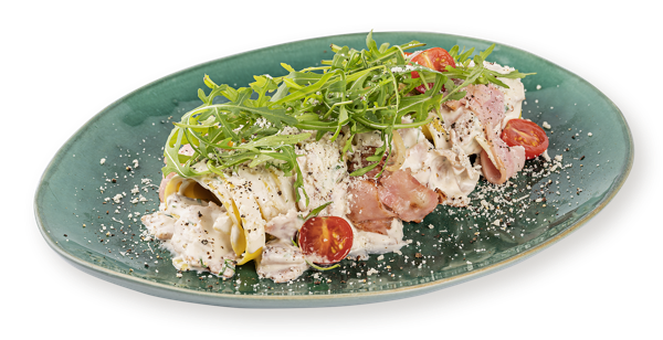 Изображение Паста со сливочным соусом Фетучини с ветчиной грибами СП ТАБРИС пл/уп, 310 г