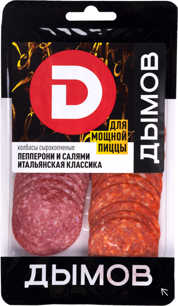 Изображение Колбаса сырокопченая нарезка Дымов пепперони салями итальянс Дымовское КП п/у, 90 г