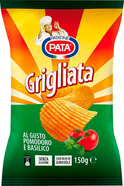 Изображение Чипсы картофельные томаты базилик Пата гриль Пата С.п.А. м/у, 150 г