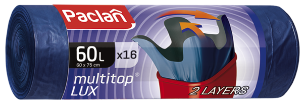 Изображение Мешки для мусора 60л Паклан мультитоп люкс завязки СеДо сп м/у, 16 шт