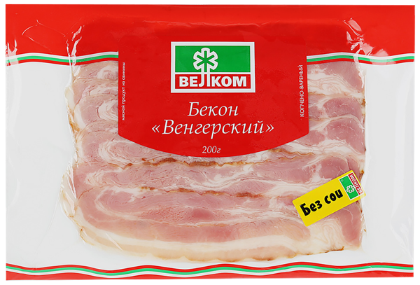Изображение Мясо свиное в/к нарезка Велком бекон венгерский Павловская слобода в/у, 200 г