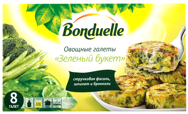 Изображение Овощные галеты замороженные Бондюэль зелёный букет Бондюэль Кубань му, 300 г