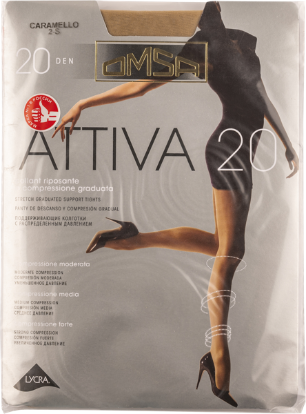 Изображение Колготки 20 ден размер 2 Омса аттива карамелло Омса м/у, 1 шт