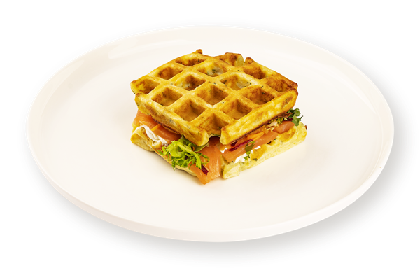 Изображение Вафли с творожным сыром Фирменные с форелью с миксом салатов СП ТАБРИС пл/уп, 150 г