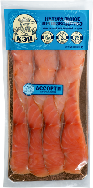 Изображение Рыба ломтики с/с ассорти семга-форель КЭП ООО в/у, 200 г