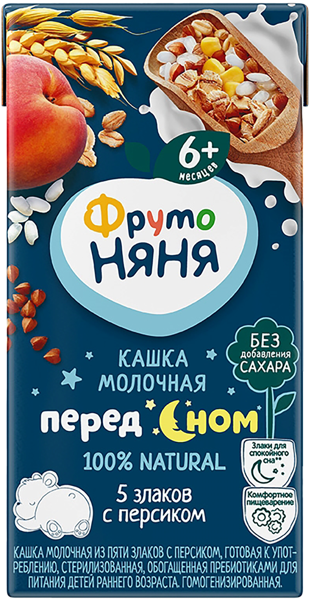 Изображение Каша с 6 мес с молоком Фрутоняня злаковая с персиком Прогресс т/п, 200 г