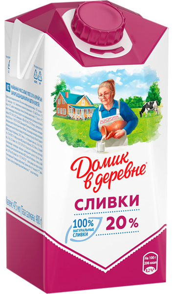 Изображение Сливки 20% Домик в деревне ВБД т/п, 480 мл