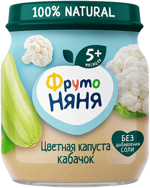 Изображение Пюре овощное с 5 мес Фрутоняня цветная капуста кабачок Прогресс с/б, 110 г