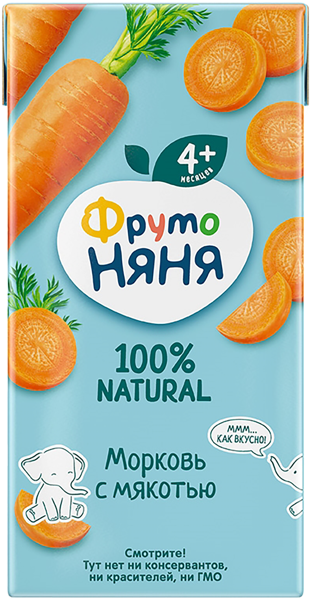 Изображение Нектар с 4 мес с сахаром Фрутоняня морковь с мякотью Прогресс т/п, 200 мл