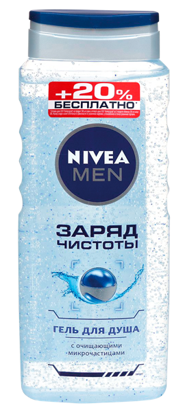 Изображение Гель для душа мужской Нивея заряд чистоты Байерсдорф п/у, 500 мл
