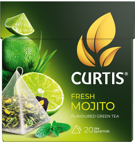 Изображение Чай зеленый в пирамидках Кертис фреш мохито Компания Май кор, 20*1,7 г
