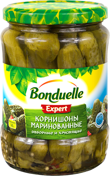 Изображение Корнишоны маринованные Бондюэль Агро Инвест с/б, 580 мл