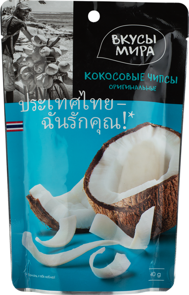 Изображение Чипсы кокосовые Вкусы мира Тай Фрутс и Фуд Ко м/у, 40 г