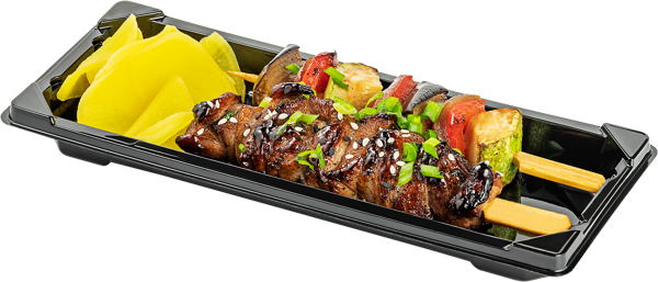 Изображение Курица на шпажке на теппане Окорочок с овощами шашлычки с соусом якитори СП ТАБРИС пл/уп, 140 г