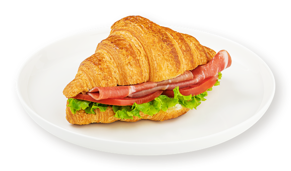 Изображение Круассан-сэндвич С сыровяленой свиной шейкой с сырно-трюфельным соусом СП ТАБРИС бум/уп, 130 г