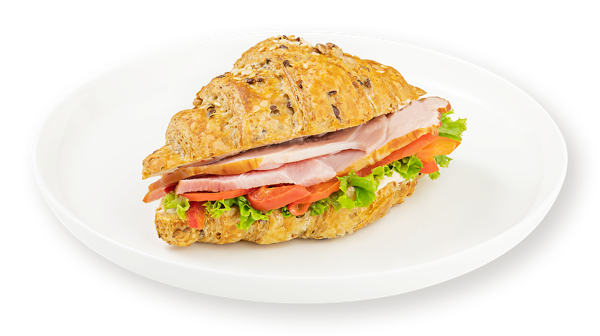 Изображение Круассан-сэндвич зерновой С окороком болгарским перцем с творожным соусом СП ТАБРИС бум/уп, 130 г