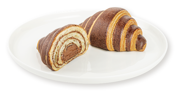 Изображение Круассан №1 слоеный пшеничный шоколадно-ореховый новый французский 3х слойный СП ТАБРИС 0 м/у, 100 г