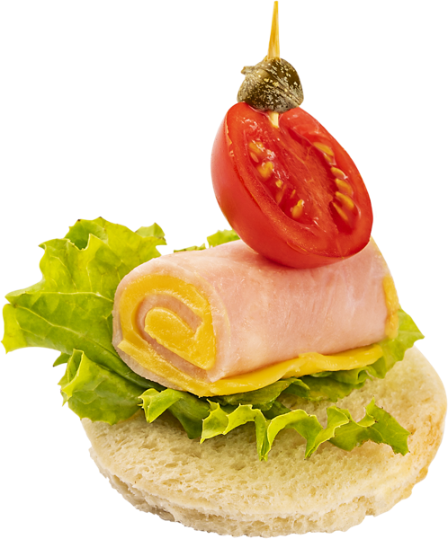 Изображение :Закуска с сыром томатами черри Канапе с каперсами С рулетиком из ветчины СП ТАБРИС пл/уп, 40 г